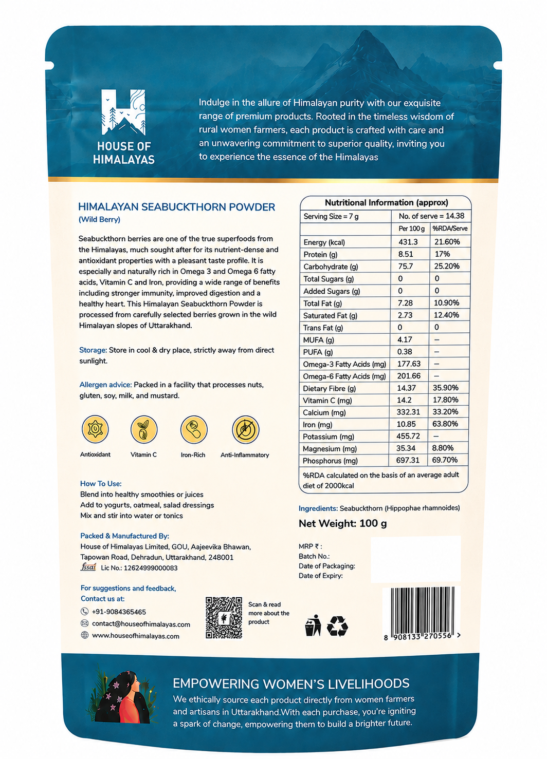 Himalayan Seabuckthorn Powder (Wild Berry)