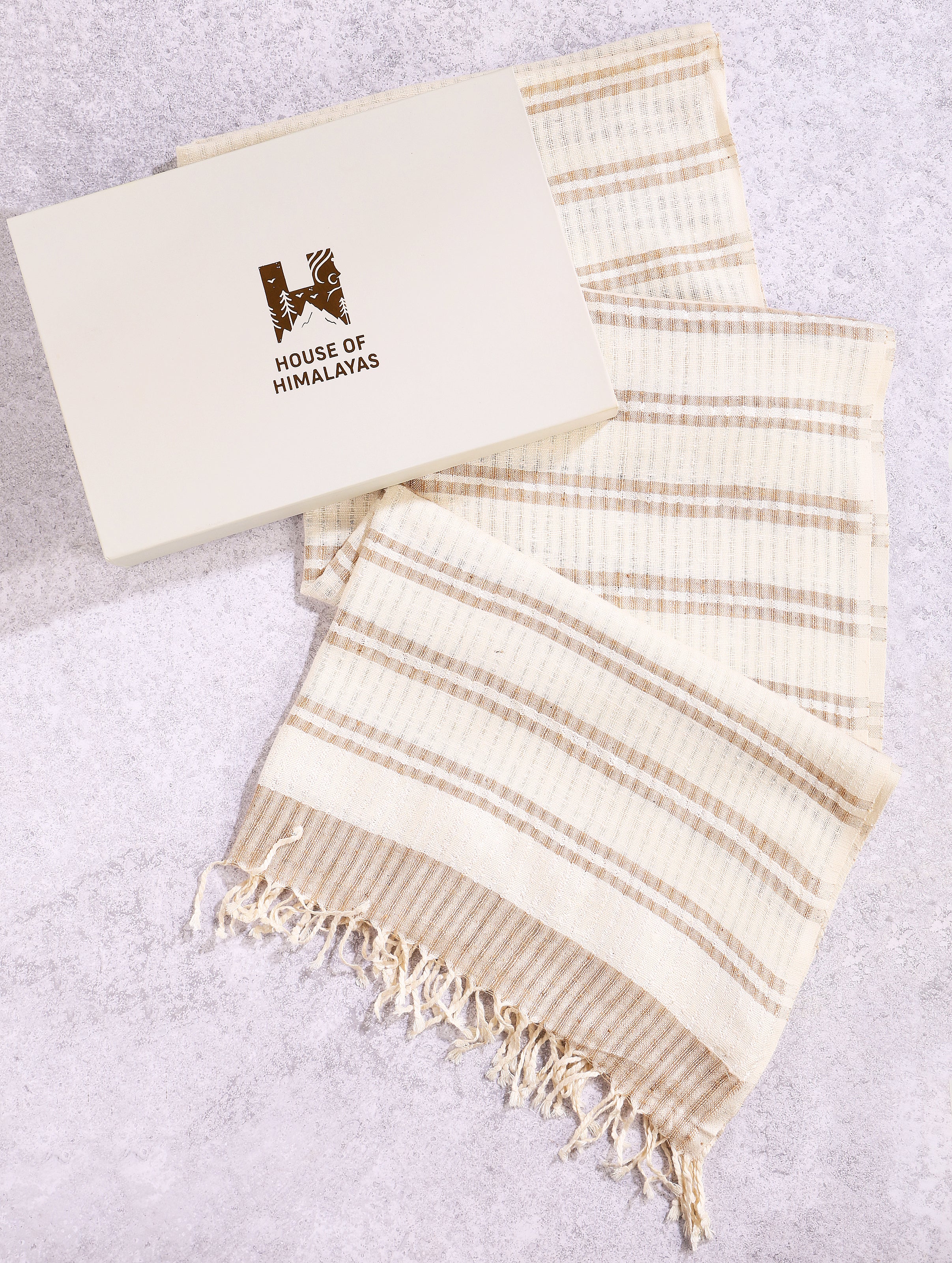 Merino Wool & Tassar Silk White Stole