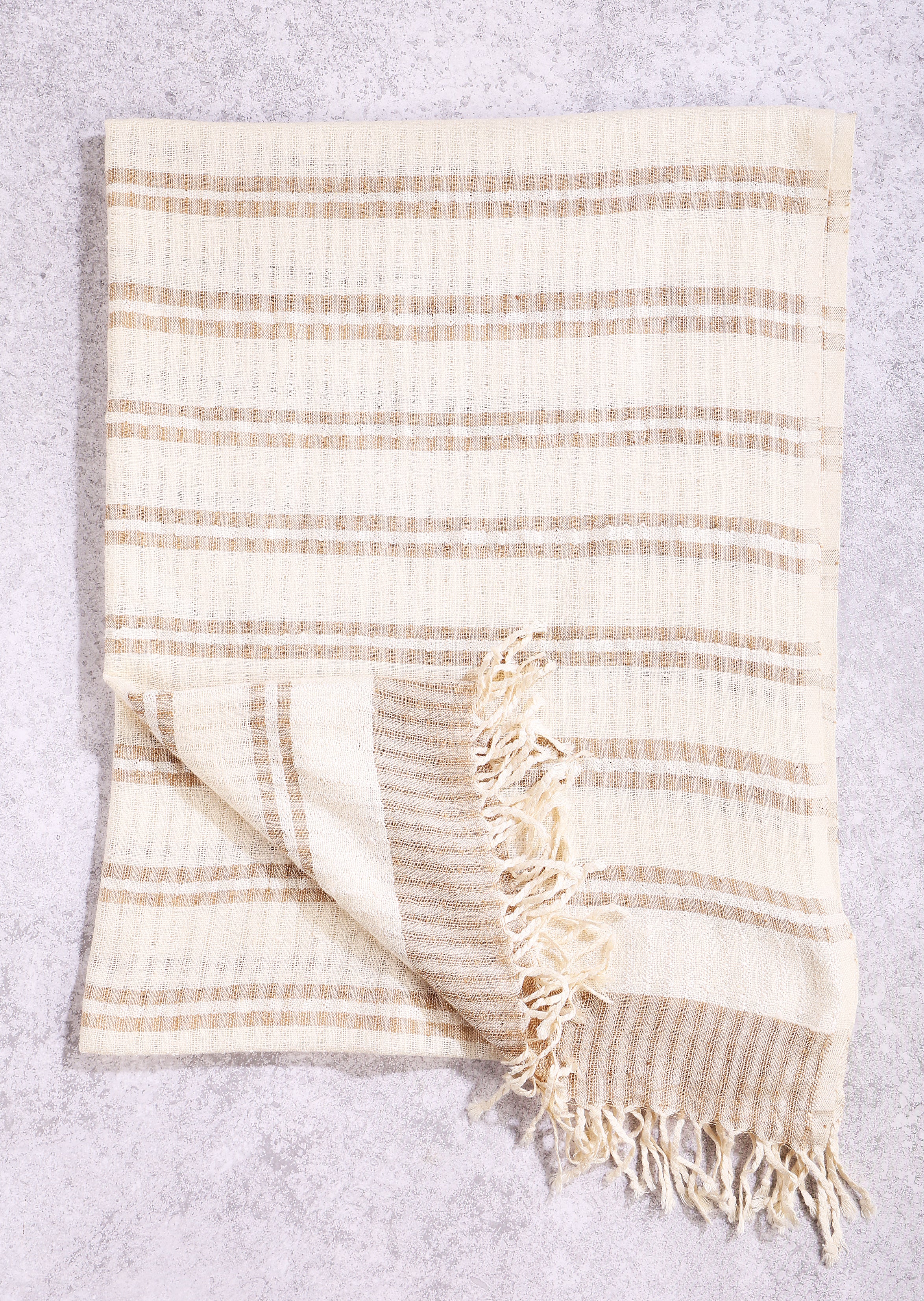 Merino Wool & Tassar Silk White Stole