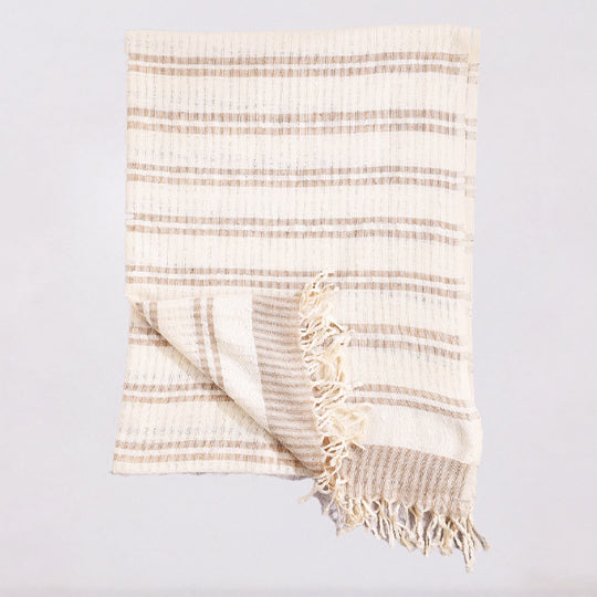 Merino Wool & Tassar Silk White Stole