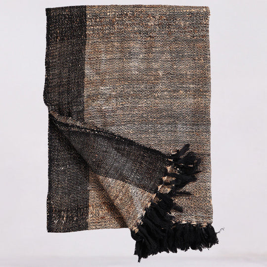 Merino Wool & Tassar Silk Black Stole