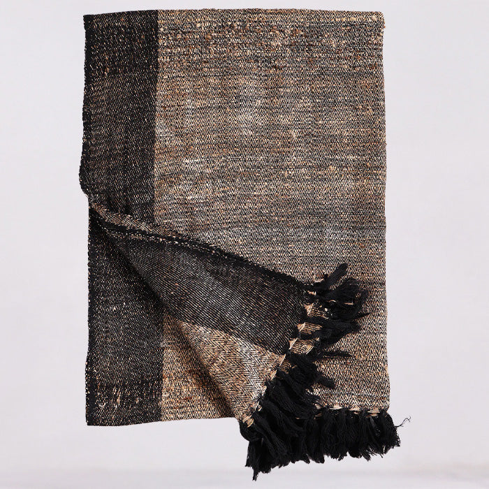 Merino Wool & Tassar Silk Black Stole