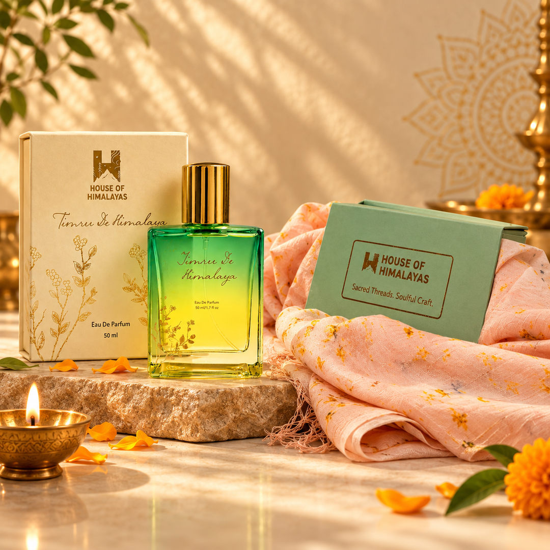 Timru De Himalaya Perfume + Himalayan Eco Printed Kedarnath Stole