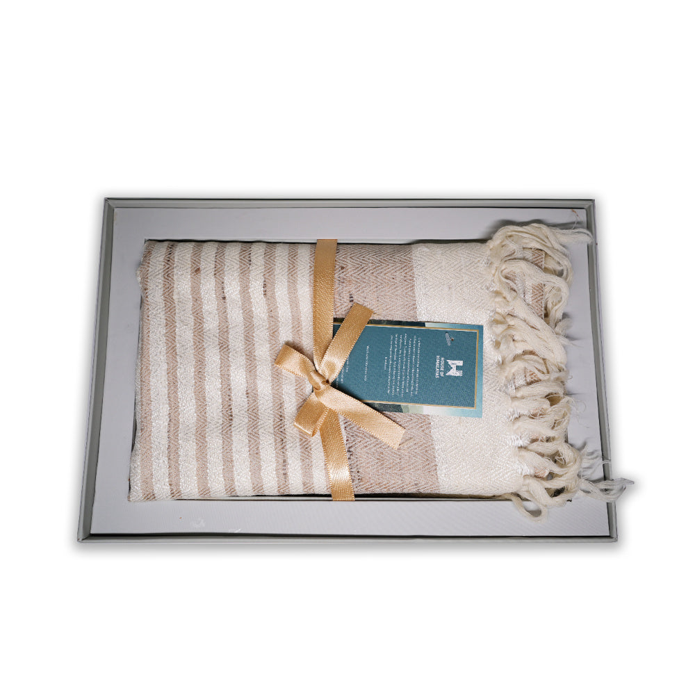 Merino Wool & Tassar Silk White Stole